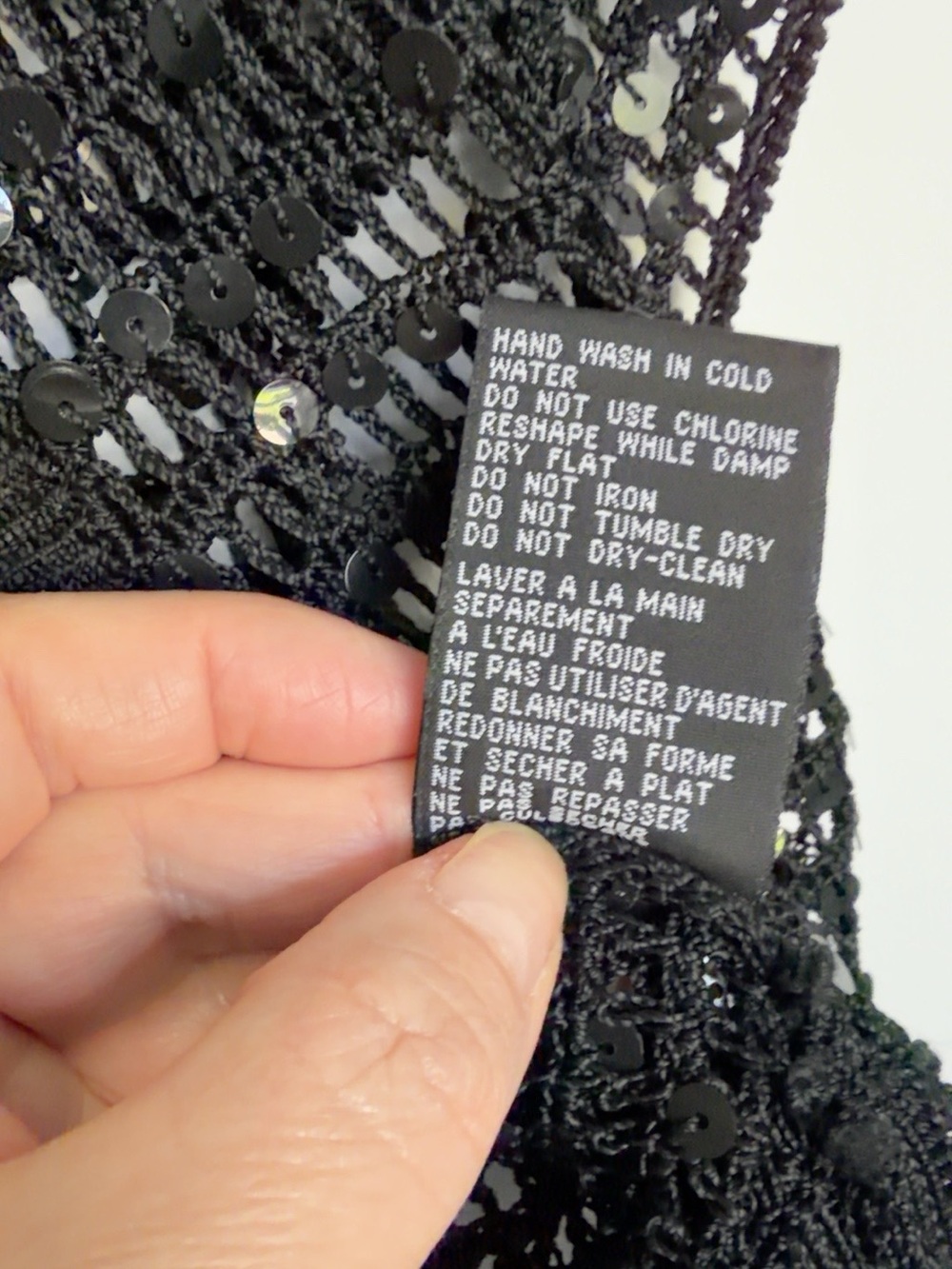 Le Château Black Sequin Open Knit Cropped Cardigan Shrug M - Picture 5 of 6